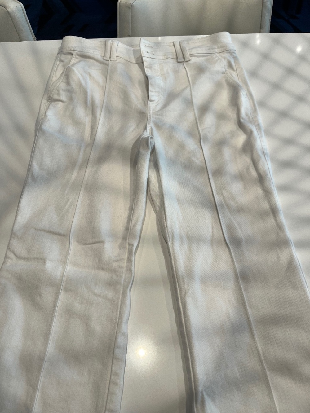 Talbots White Pleated Denim Wide Leg Jeans